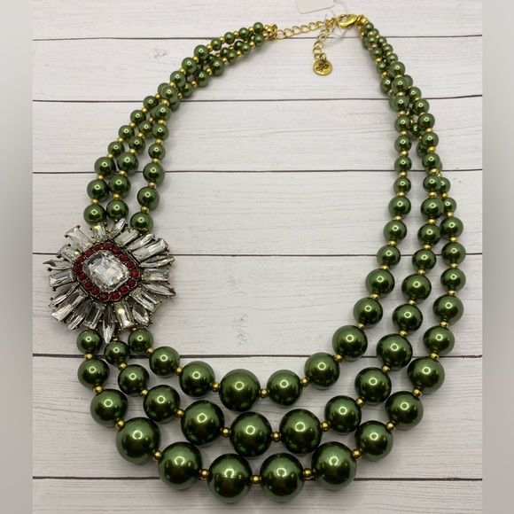 Plunder Green, Red, Crystal, and Gold Necklace - Picture 3 of 3